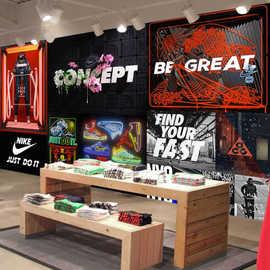 潮牌潮鞋店墙纸时尚潮流服饰服装店男装女装商场商铺店铺装修壁纸