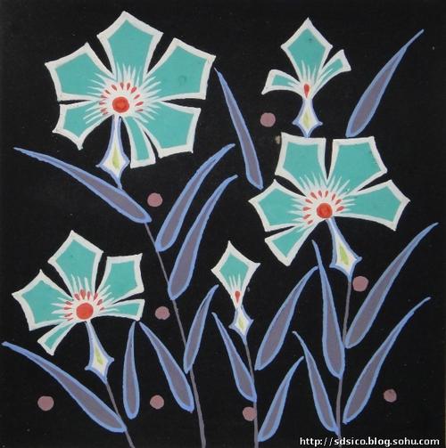 收藏-梁百庚水粉画《花卉图案》原稿(二)