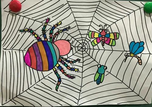 饮马中心幼儿园大一班美术活动—《蜘蛛织网》