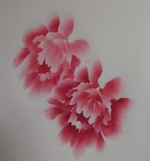 在画牡丹国画的过程中,慢慢体会花头,花苞,枝干叶子的绘画技法.