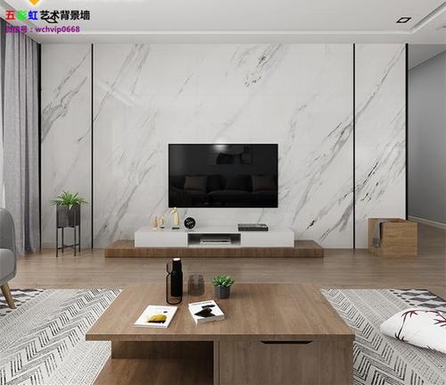 极简现代客厅微晶石电视背景墙,金属收边装饰边框造型