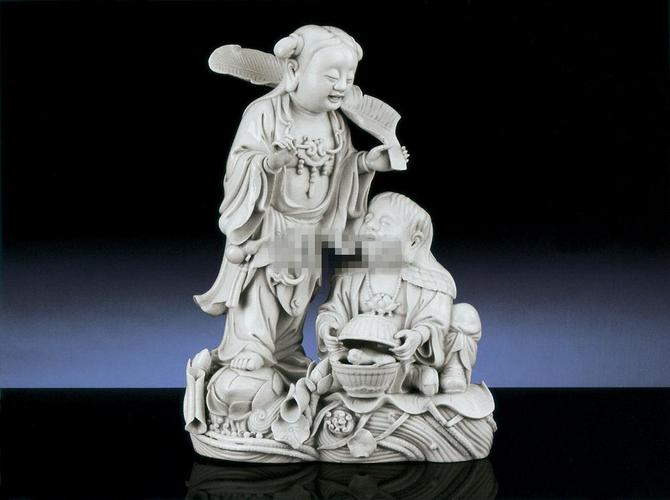 清十八/十九世纪 德化白釉和合二仙像