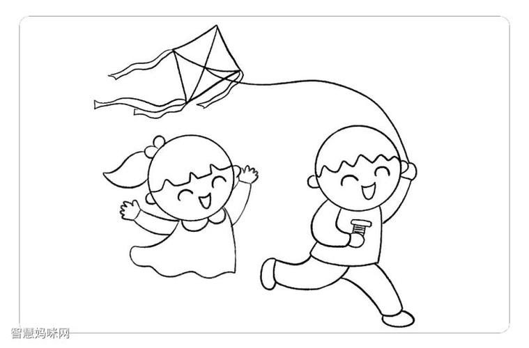 春天放风筝简笔画