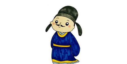 1,先画出诗人的帽子,然后画微微仰起的脑袋轮廓,画上五官,注意加上