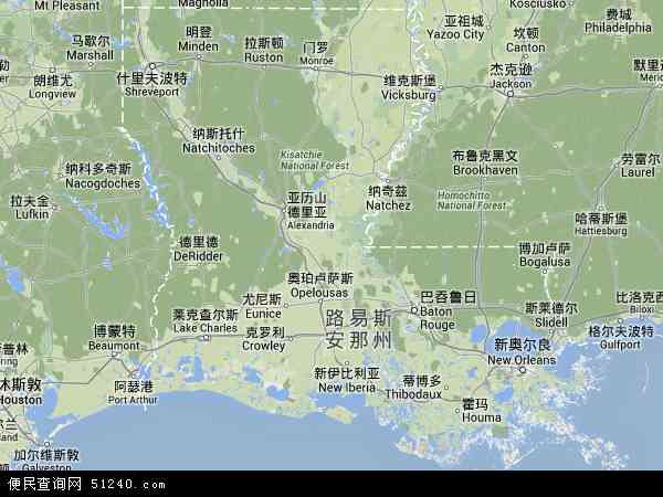 美国路易斯安那地图(卫星地图)
