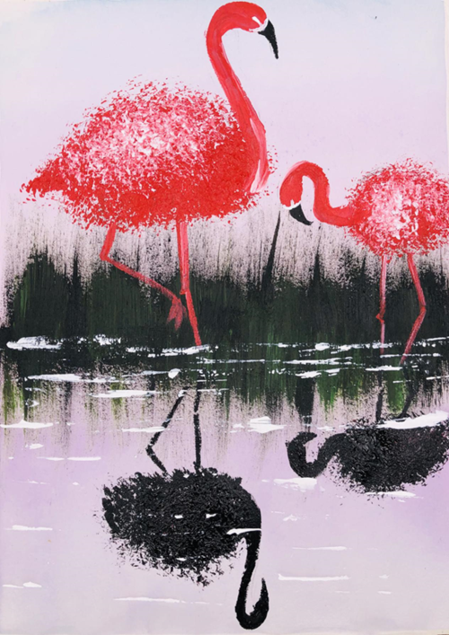 创意画火烈鸟