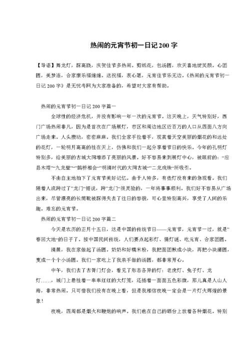 热闹的元宵节初一日记200字doc2页