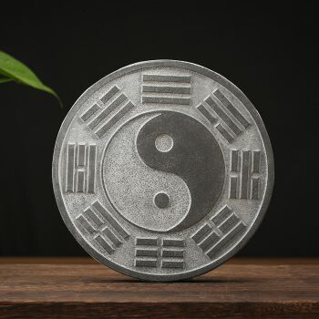 石雕青石太极八卦盘八卦图风水阴阳镜石头摆件 圆形太极八卦20厘米