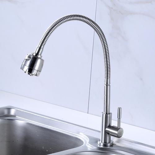 全铜单冷厨房水龙头单冷不锈钢洗菜盆水槽龙头万向旋转入墙水龙头