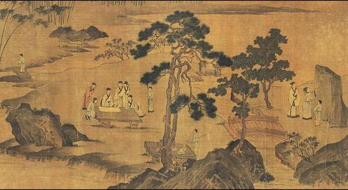 明 唐寅 西园雅集图 局部