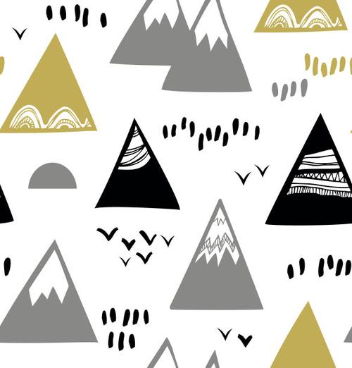 山,四方连续纹样,岩石,时尚,一群鸟,华丽的,计划书,纺织品,动物图案