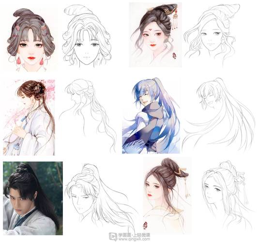 古风插画的头发画法