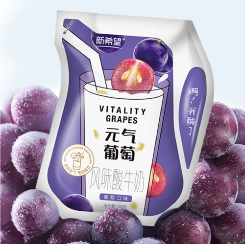 葡萄风味新希望元气酸牛奶口味酸奶益生发酵24袋装酸奶