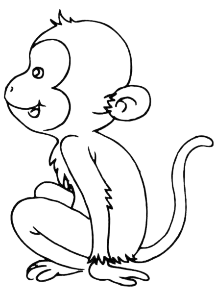 简画线条卡通动物猴子