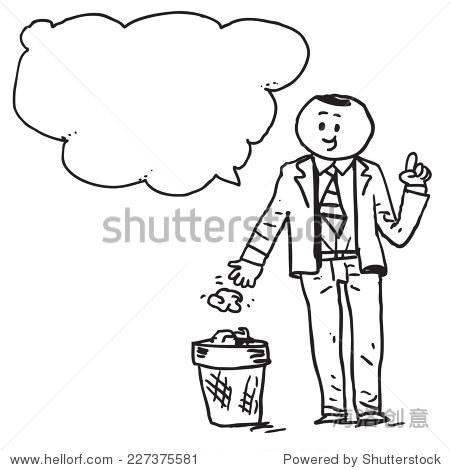 向垃圾桶扔垃圾的简笔画