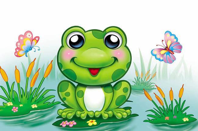 (大眼睛,穿绿袍,走起路来跳一跳,唱起歌来呱呱叫)