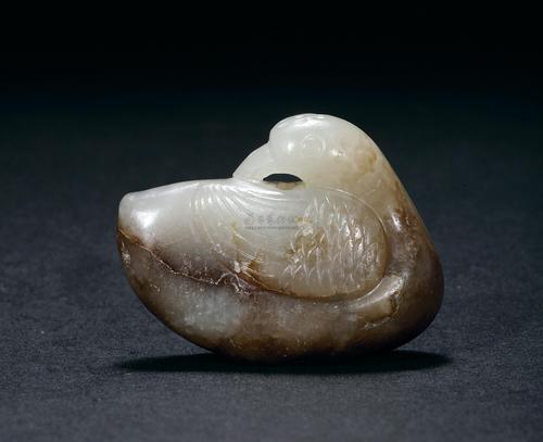 0387 宋 白玉褐沁浮鹅