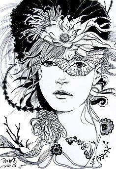 黑白版画人物简笔画
