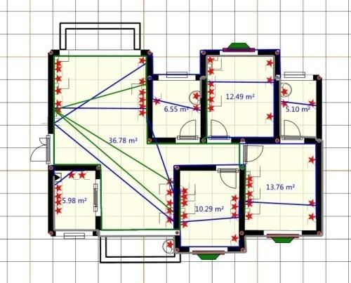 我家的户型图(带水电布线的)