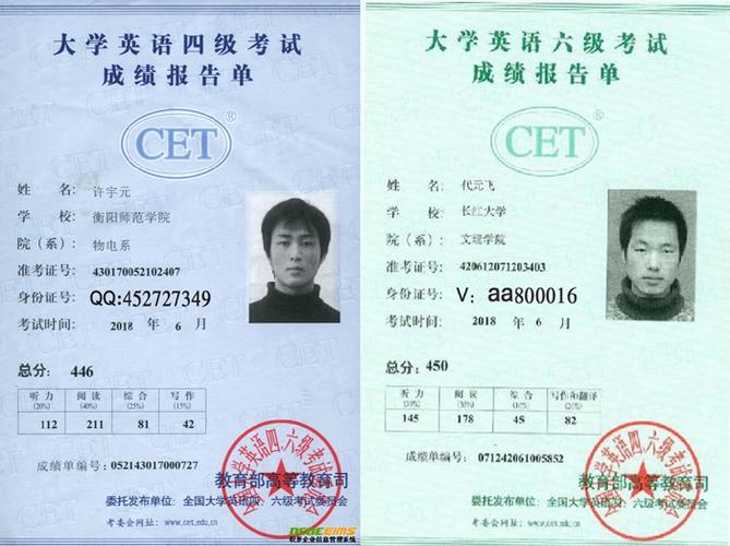 谁能提供一张2018年颁发的大学英语四六级成绩单样本看看吗?