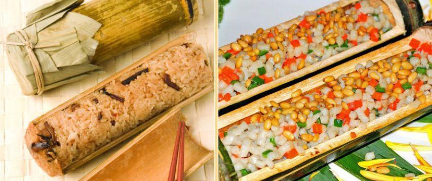 西双版纳特色小吃之傣族竹筒饭和菠萝饭