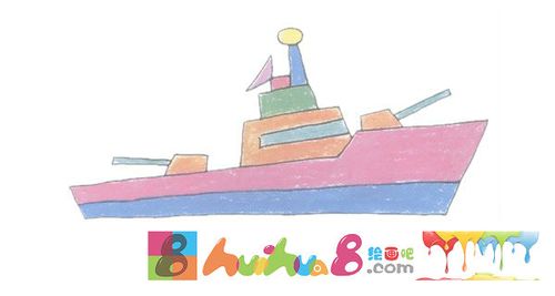 军舰简笔画的画法步骤图解教程