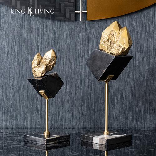 购客邸高家居意式轻奢大理石纯铜摆件样板房玄关软装 电视柜艺术品