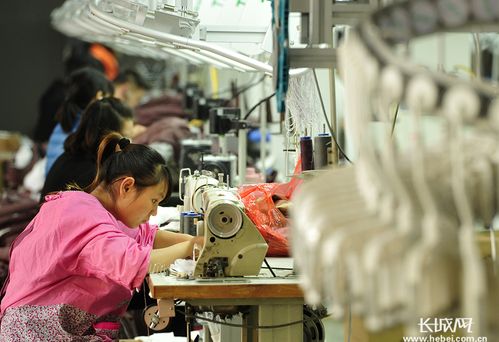 在沧州明珠国际服装生态新城,一家服装生产企业的一名女工正在专注