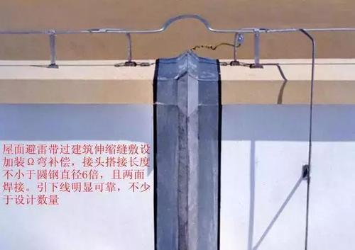 屋面避雷带符合设计要求,卡子牢固,安装平直,防腐良好.