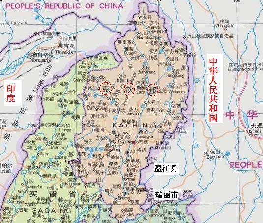 克钦地图中文版