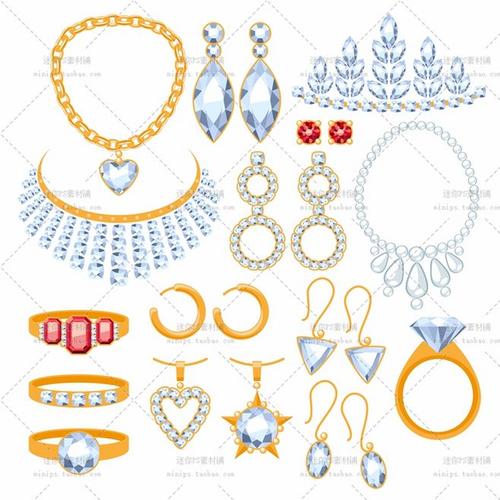 302号珠宝首饰项链戒指饰品宝石钻石店铺装修手绘ai矢量设计素材