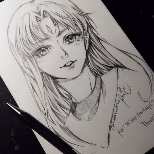 一组美少女铅笔画图片铅笔画人物素材图片