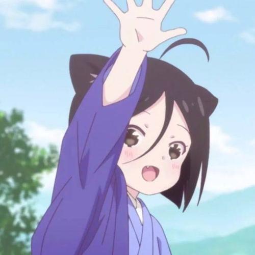 8月火了一组"动漫女生"头像:伸手打招呼的猫耳朵女孩