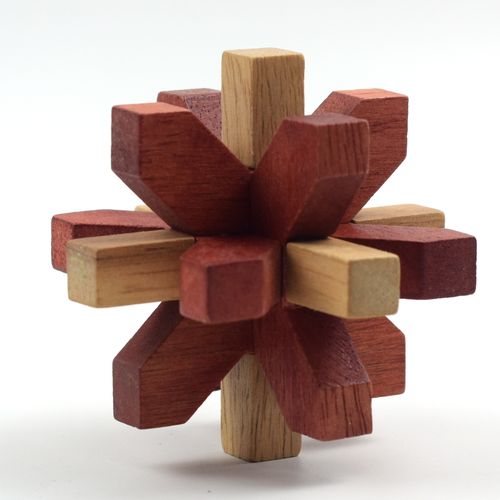 孔明锁鲁班锁米字锁木制双色咖啡梅花定制儿童益智玩具开发大脑一