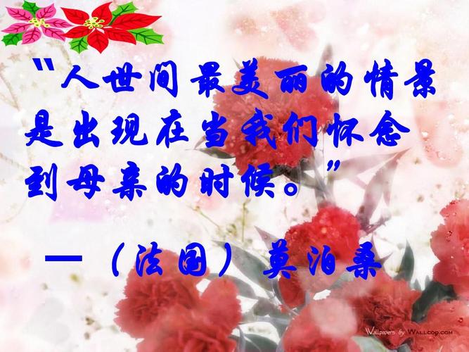 "人世间最美丽的情景 是出现在当我们怀念 到母亲的时候.
