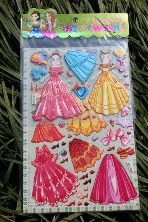 批发儿童贴纸贴画 双层公主换装衣服贴纸 diy立体反复粘贴泡泡贴