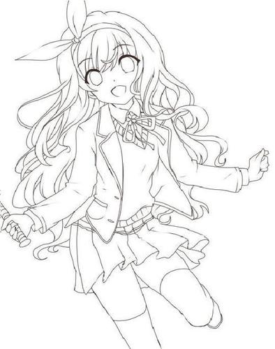 二次元少女背影简笔画q版