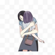 卡通不舍离别拥抱的男女