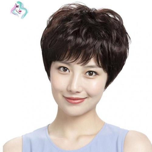 假发女短发短卷发中老年女士假发套自然逼真妈妈发型透气整顶假你那么