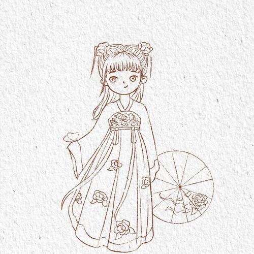 汉服小仙女手绘 好可爱呀via.