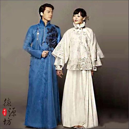 活色生香唐嫣李易峰影视古装民国长衫长袍马褂公子服情侣演出服装