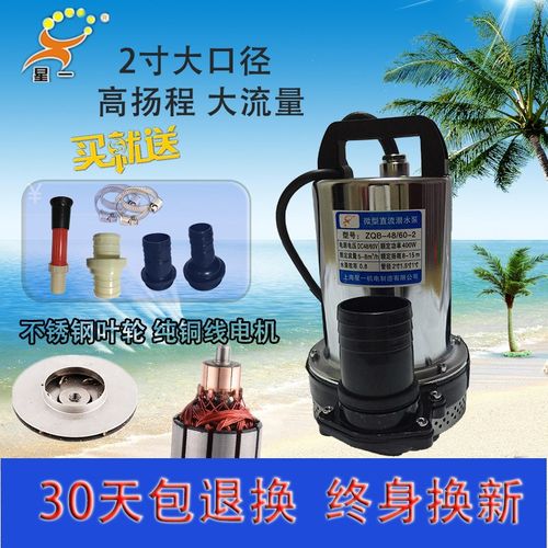 二寸60v48v直流潜水泵电瓶车水泵12v伏小型农用高扬程电动抽水泵