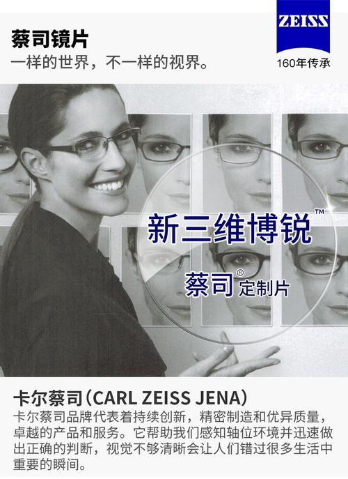蔡司新三维博锐镜片 自由曲面设计 近视眼镜片 定制片