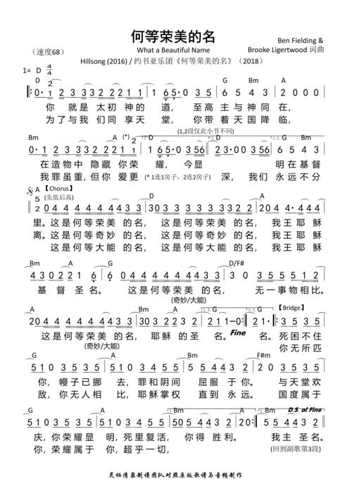 何等荣美的名 和弦简谱 - 歌谱