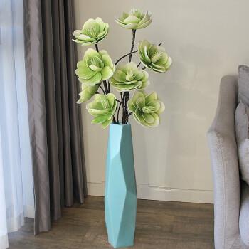 陶瓷落地花瓶摆件客厅欧式现代简约轻奢插花仿真花干花装饰摆件蓝瓶绿