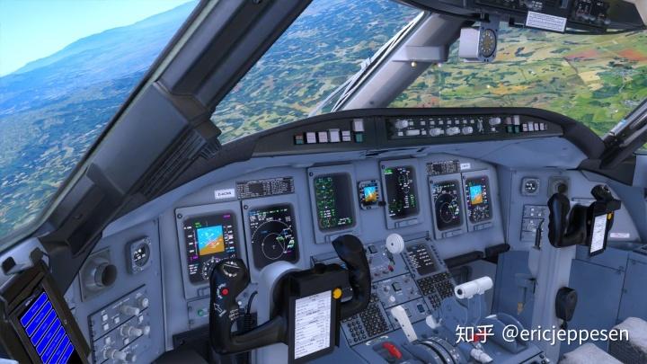 同样是庞巴迪制造的crj900的驾驶舱内部