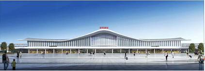 鄱阳南站正立面透视图 ( 方案一)