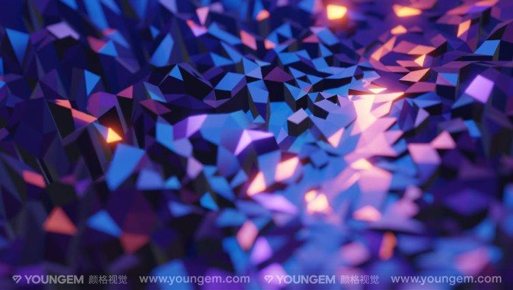 高清炫彩闪光镭射抽象3d三维立体几何科技舞台背景图片设计素材