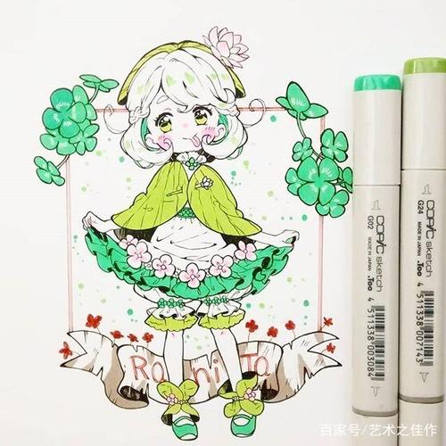 马克笔人物手绘,呆萌可爱的小萝莉,画风超喜欢