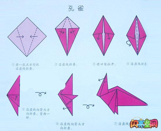 纸孔雀的折法图解